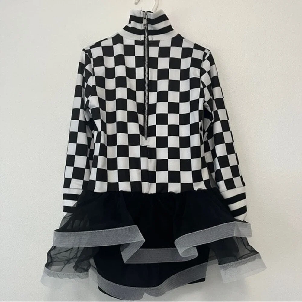 A Wish Come True Check Mate Black White Dance Costume size ISC